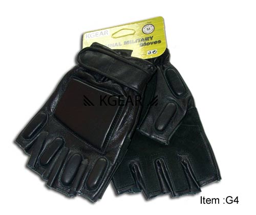 Kgear - Gants 1/2 doigts Cuir taille L - Noir - modèle SWAT
