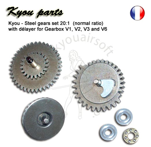 Kyou - Steel gears set 20:1 (normal ratio) with délayer for Gearbox V1, V2, V3 and V6