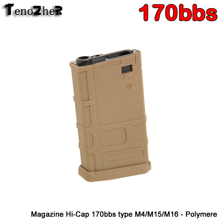 TenoZheR - magazin HiCap 170 bbs type M4/M15/M16 avec clips- Polymère Tan